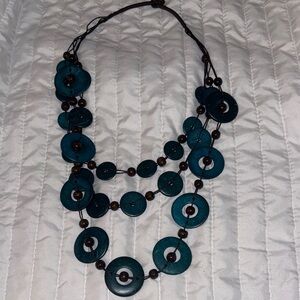 Elegant Blue and Brown Necklace and earrings